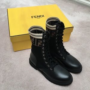 Fendi black Rockoko combat boots sz 37